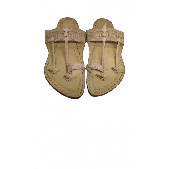 Buy skin colored flat sole ethnic kolhapuri chappal Swarajyam